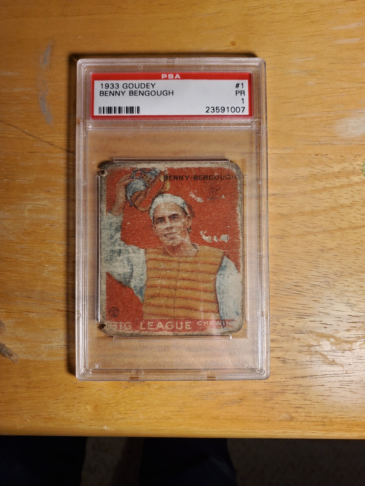1933 Goudey Big League Chewing Gum - R319 #1 Benny Bengough (RC) PSA GRADE 1