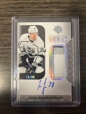 Carl Grundstrom 2019-20 UD Ultimate Rookie Patch Auto /99 Debut Threads LA Kings