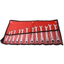 12pc 8-19mm Metric Flexible Head Ratcheting Combination Wrench Set