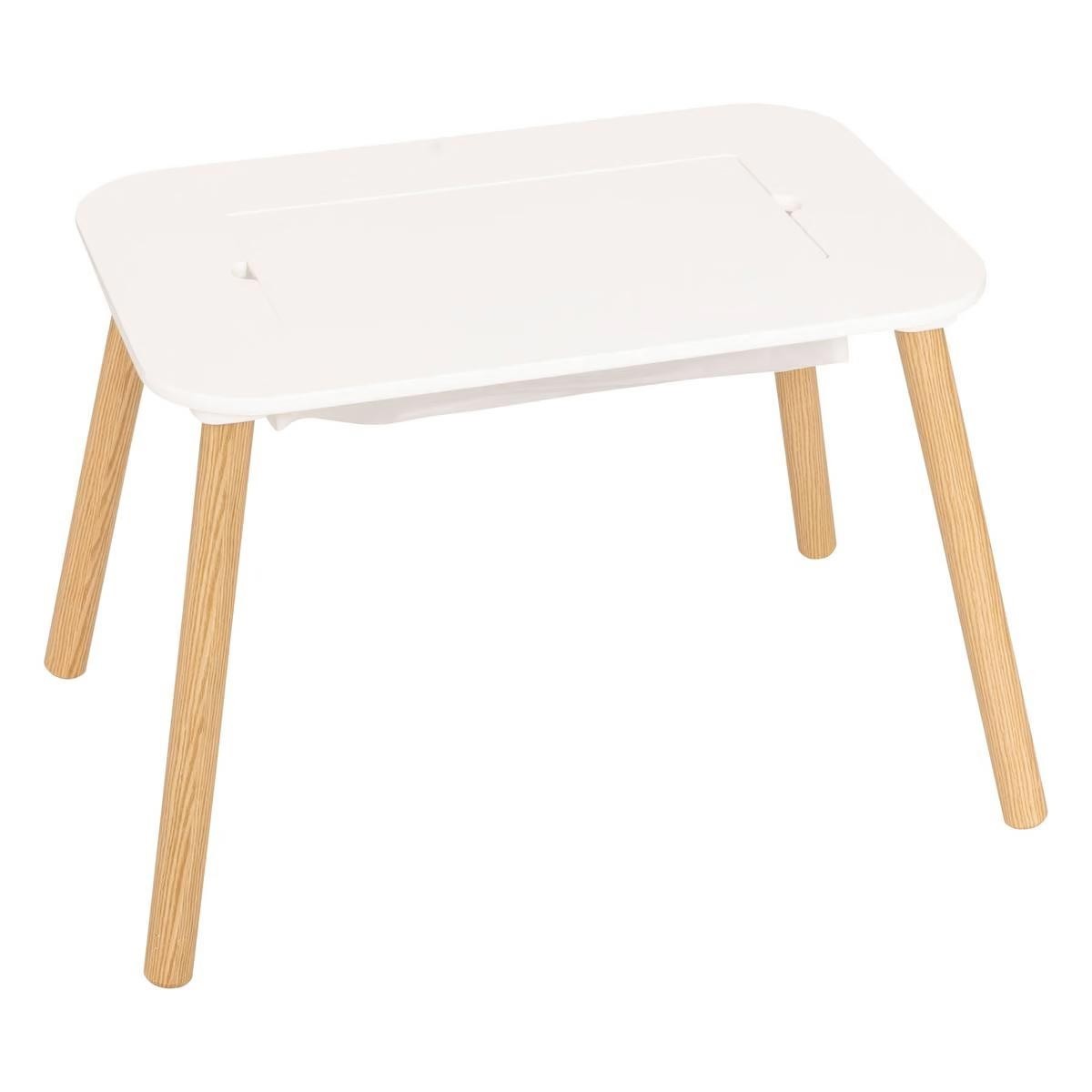 Table de jeu enfant Buldy 68cm blanc meuble de loisirs créatifs en bois