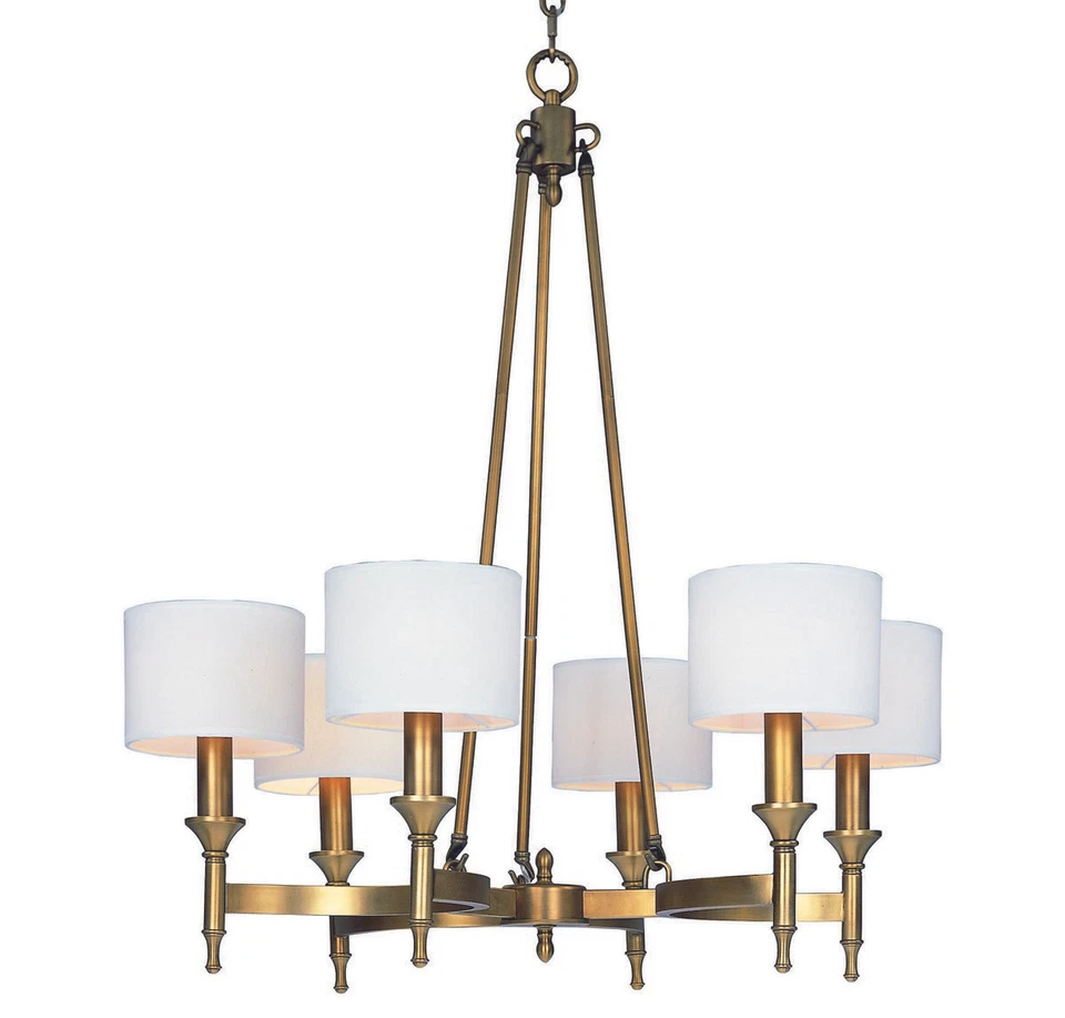 Maxim 22375OMNAB Fairmont 30" 6-Light Chandelier in Natural Aged Brass - Image 2 of 2