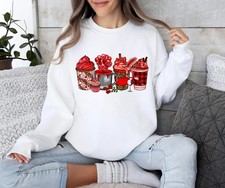 Valentines Day Coffee Cups Sweatshirt - Pink Coffee Pullover - Caffeine Lover He