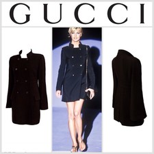GUCCI by TOM FORD S/S 1996 Black Dress Coat Size 44 Editorial VINTAGE RARE