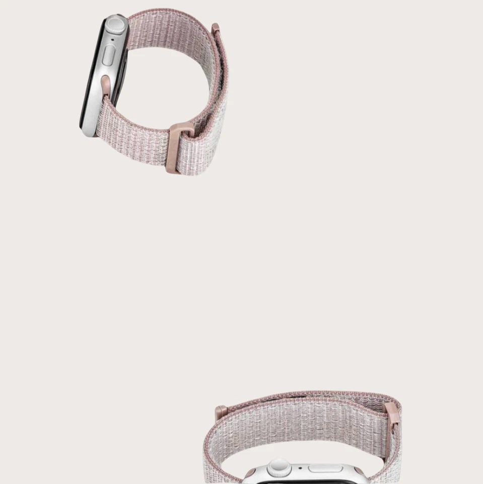 Correa deportiva de nailon compatible con Apple Watch color malva con funda de TPU transparente de 40 mm Foto 2 de 4