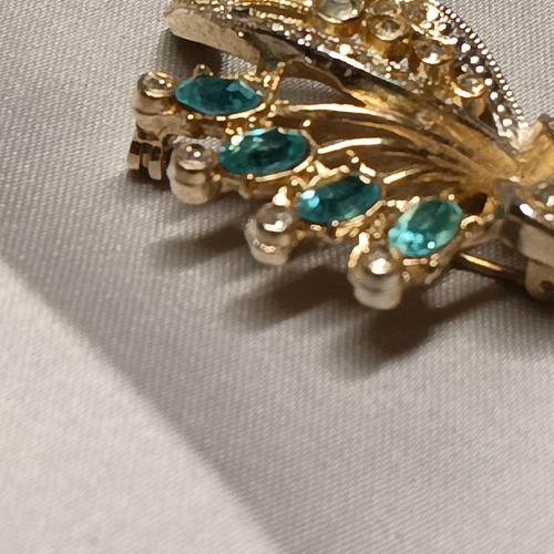 Vintage Coro Aquamarine Bouquet Rhinestone Brooch - Picture 6 of 10