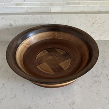 Wooden Round Bowl Hand Crafted Segmented 11 x 4"
