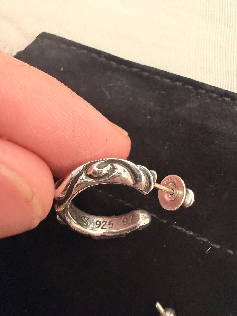 (。・ω・。)専用CHROME HEARTS HOOP SCROLL Chrome Hearts Scroll Hoop Earrings Pair - Sterling Silver .925