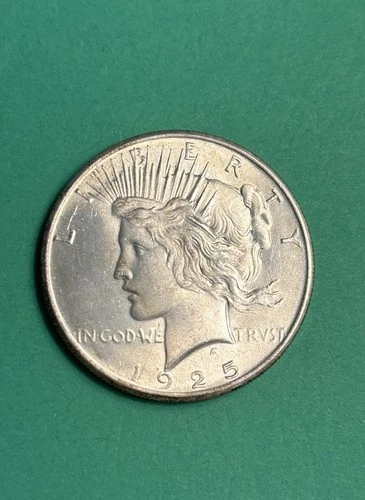 AU 1925 (P) Peace Silver Dollar 90% - Almost Unc  Lots Of Luster