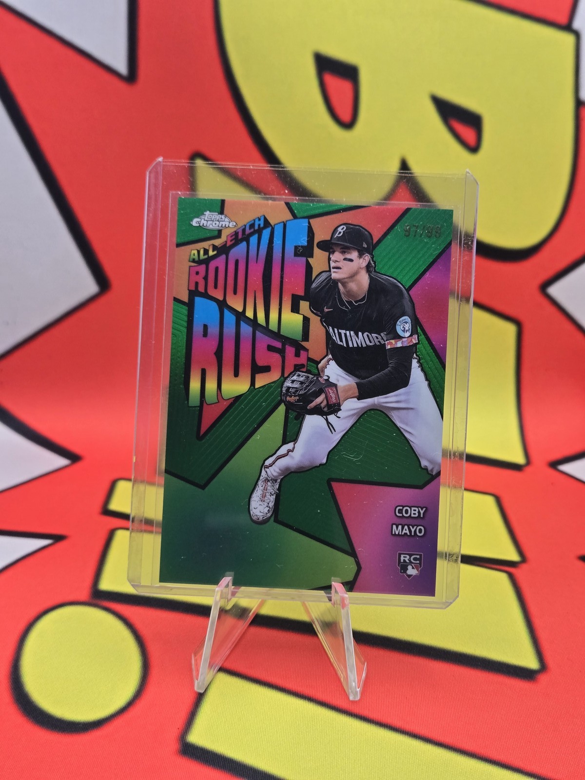 2025 Topps Chrome #CERR-2 Coby Mayo Chrome All-Etch Rookie Rush Green Ref #/99