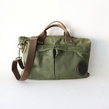 Made in USA Duluth Trading Co Canvas Leather Hunter Green Laptop Messenger Bag