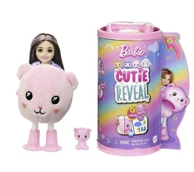 NEW Barbie Cutie Reveal Cozy Cute Tees Series Pink Plush Teddy Bear Chelsea Doll
