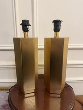 Pair of Zara Home Brass Geometric Table Lamps with Shade Elegant Modern Classic