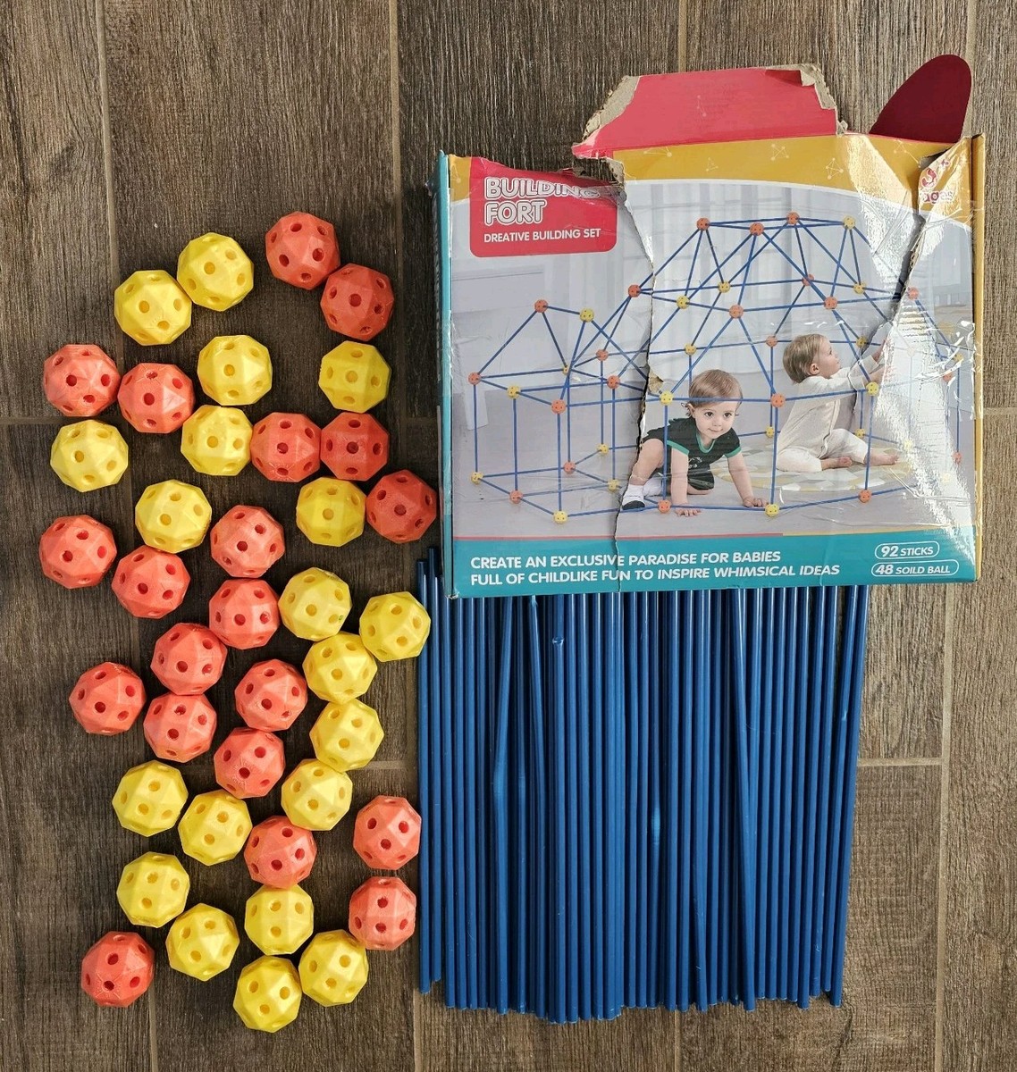 Building a Fort Building Set,sticks balls incomplete, childrens age  3+