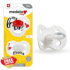 Medela Baby Pacifier Glow in Dark 18 Months 2-Count My Love