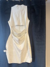 White Sleeveless Cut Out Bodycon Dress Cotton Short Solid Women's Regular