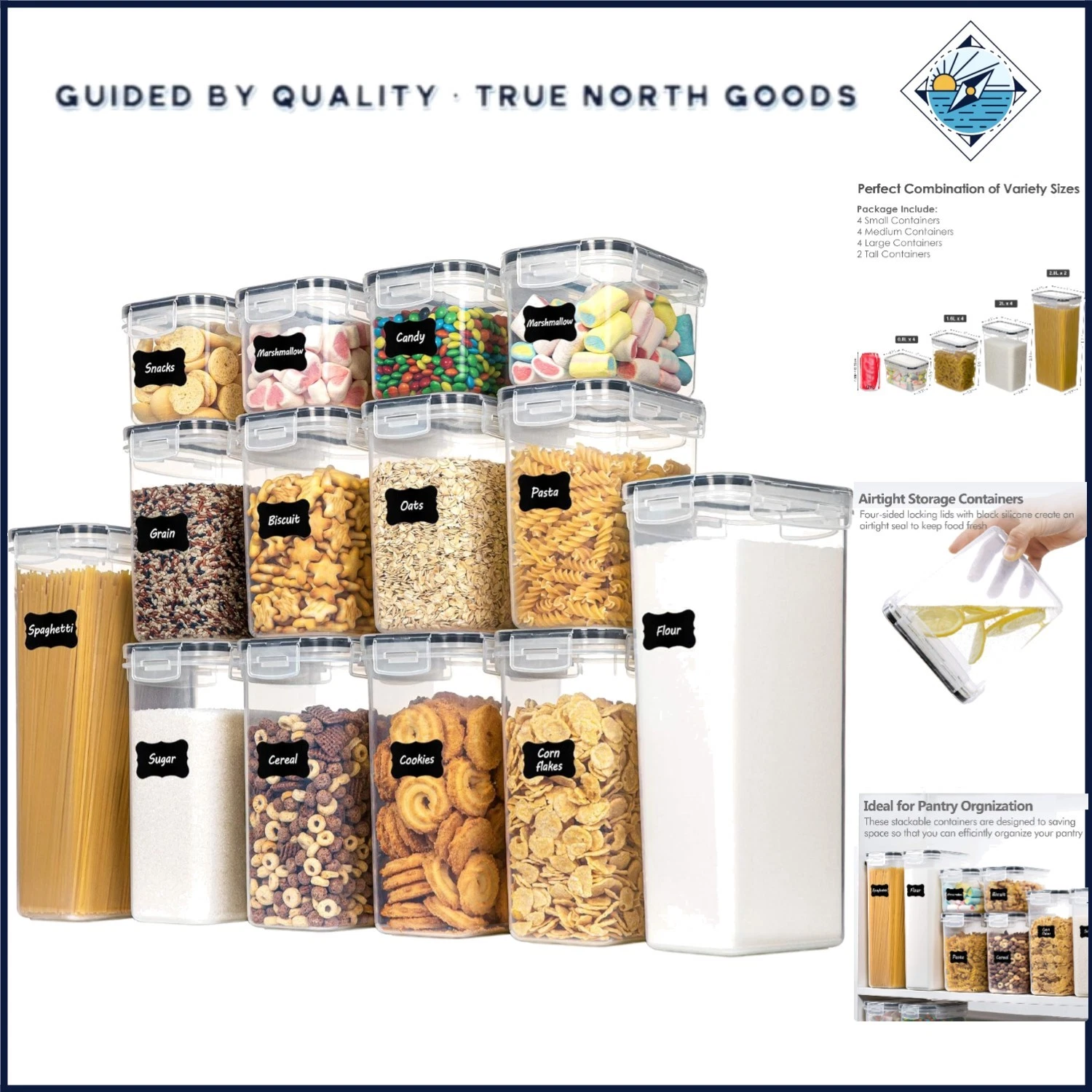 Airtight Dry Food Canisters with Various Sizes for Kitchen Organization
Opens in a new window or tab