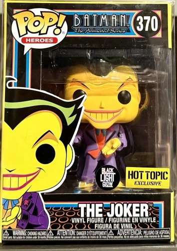 THE JOKER 370 Funko Pop BATMAN THE ANIMATED SERIES HT BLACKLIGHT Vaulted w/CASE