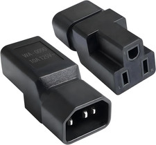 2 Pack IEC320 C14 Male to Nema 5-15R PDU USA UPS Extension Power Plug Adapter,Ie