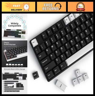 168 Black & White Cherry Profile PBT Double Shot Keycaps Set for Mechanical Keyb