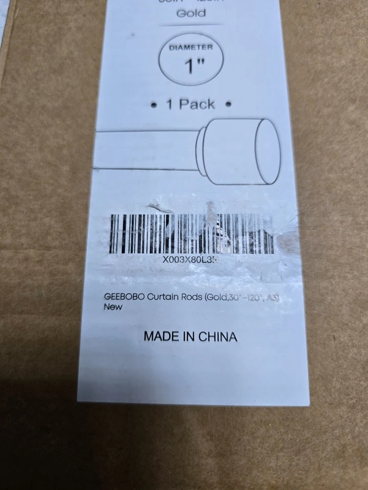 Vara de cortina resistente ajustável 30"-120" de comprimento, 1" de diâmetro, dourada - Imagem 3 de 4