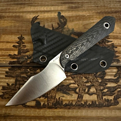 Kizer Maverick Mini Harpoon M390 Fixed Blade Drop Point CF Handle w/ Sheath