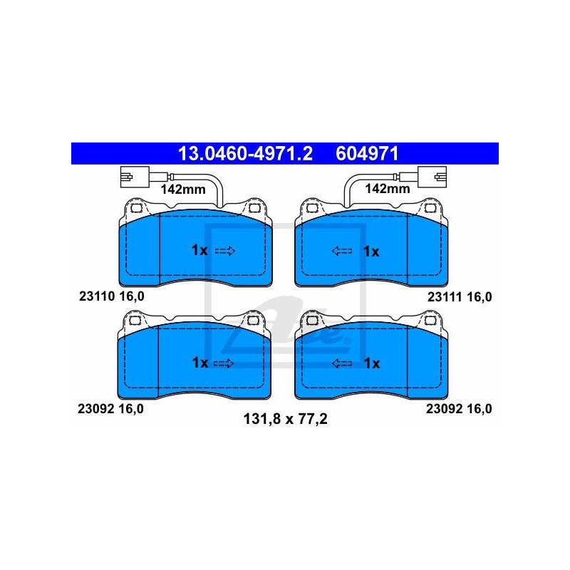 ATE 13.0460-4971.2 Brake Pads Set Front for Giulietta 166 Brera Spider 159 Kappa