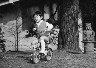 Prince Hiro aka Crown Prince Naruhito of Japan cycling palace grou- Old Photo
