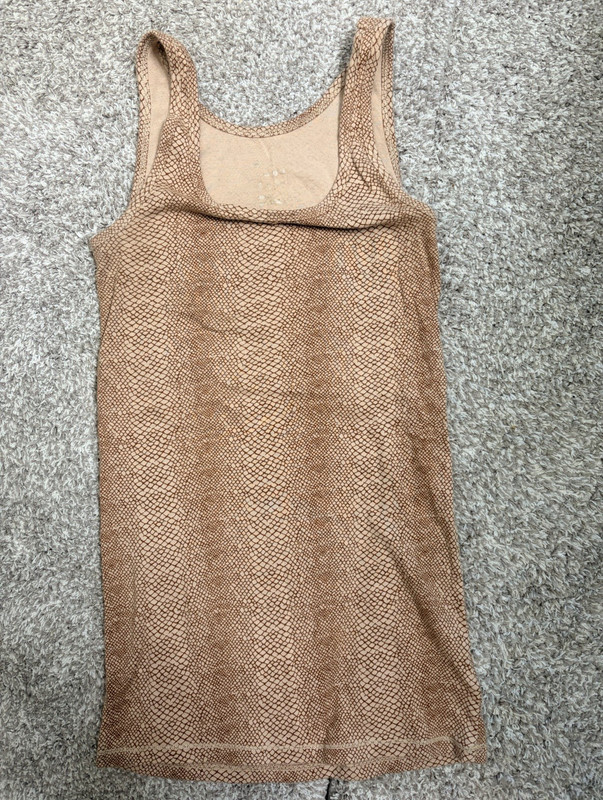 A New Day Women’s S Beige Solid Sheer Sleeveless Scoop Neck Tank Top Wide Strap