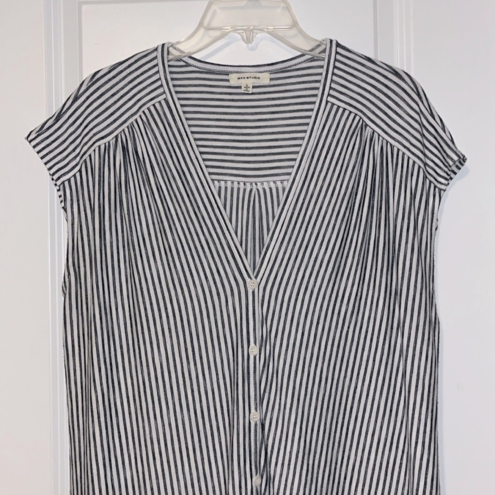 Max Studio Striped Button Down Top - image 2