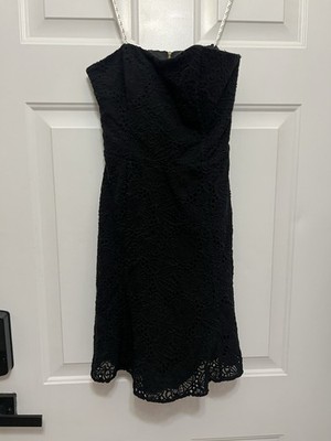 Lilly Pulitzer Strapless Vicki Dress 2 Black Floral Lace Cocktail Resort Preppy