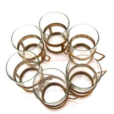 mundgeblasene Gl&auml;ser in Messing Halter, Teegl&auml;ser Teeglas Kaffeebecher TRAUM!