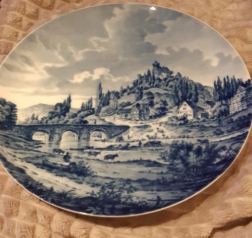 Fürstenberger Wandteller Trendelburg Weihnachten 1973 blau Vintage