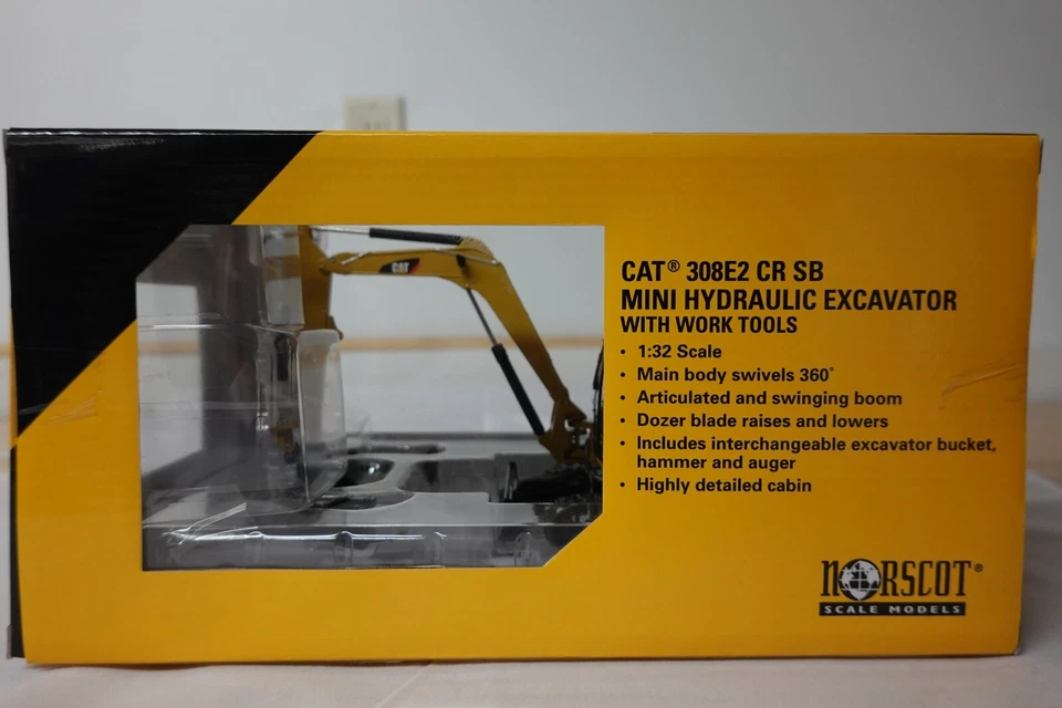 NORSCOT 55239 CAT 308E2 CR SB MINI HYDRAULIC EXCAVATOR 1:32 SCALE N.I.B - Image 3 of 4