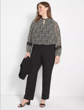 NEW LANE BRYANT BLACK SIGNATURE FIT PERFECT DRAPE STRAIGHT PANTS SZ 24S 24 SHORT