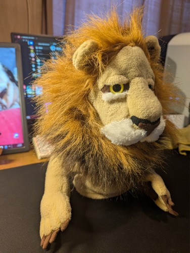 Realistic Lion Hand Puppet Plush Stuffed Animal 15" Brown Mane Zoo Jungle Toy - Picture 3 of 6