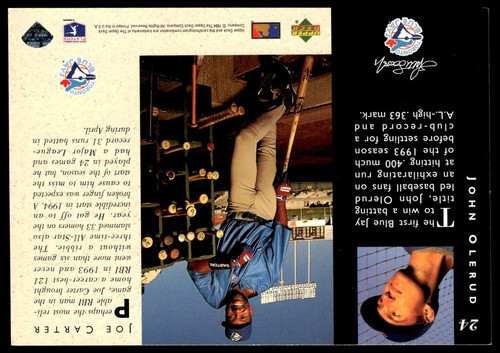 1994 Upper Deck All-Star Jumbos John Olerud/Joe Carter Toronto Blue Jays #24 - Picture 8 of 12