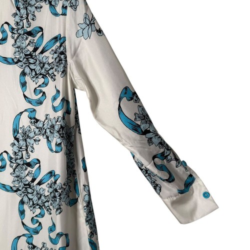 Cynthia Rowley Floral 100% Silk Midi Shirt Dress Women S Flowy Button Front - Picture 11 of 17