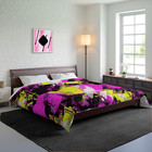 Bedspread Pink Yellow Black Blanket Punk Rock Grunge Bed Spread King Queen Etc