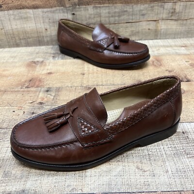 Johnston & Murphy Mens Brown Leather Woven Tassel Dress  display picture 3