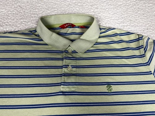 Vintage Izod Polo Mens Large Green Blue Stripe Preppy Casual Shirt Golf 90’s - Picture 8 of 11