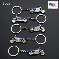 5pcs - 3D Simulation Model Motorcycle Keychain Key Chain Ring Keyring - Blue