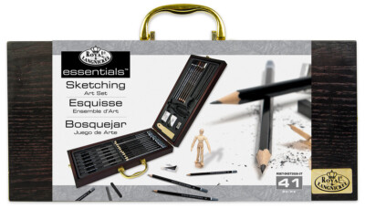 Künstler Skizzieren Zeichnen Set Graphit Bleistift Anthrazit & Deluxe Holz Tragetasche