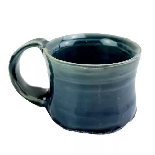 Studio Art Pottery Coffee Mug Cup Mini Hand Thrown Blue Brutalist Rustic 4 oz