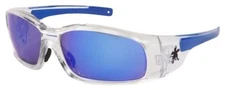 MCR Safety Swagger Safety Glasses Sunglasses Clear Frame Blue Mirror Lenses Z87