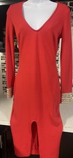 Sexy Women Long Sleeve Evening Party Red Slim Dress