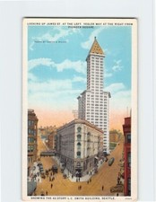 Postcard Looking Up James St. LC Smith Building Seattle Washington USA