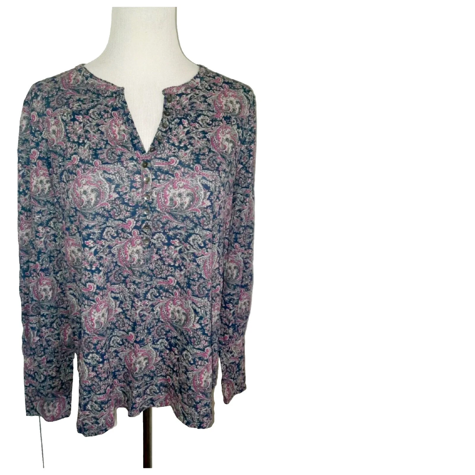 Paisley Pattern Viscose Blouse Tops for Women