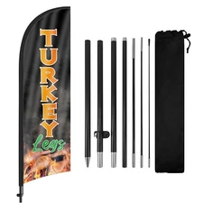 FSFLAG Turkey Legs 8FT Advertising Feather Flag with Pole Kit and Ground Stake