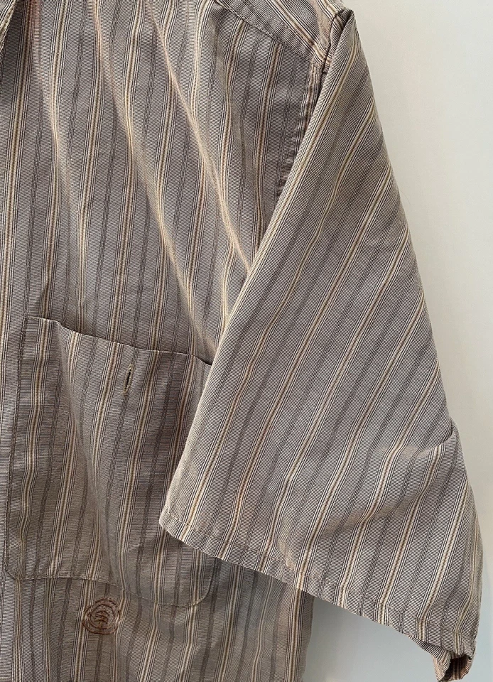 Vtg Element Skateboarding Projects Brown Striped Button Up Collared Shirt Sz XL - Image 3 of 4