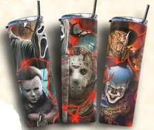 Horror Tumbler Movies Characters Halloween 20oz Tumbler Travel Mug Cup